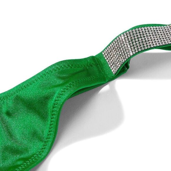 Victorias Secret Swim Rhinestone Shine Strap Thong Bikini Bottoms Verdant Green - Picture 2 of 6
